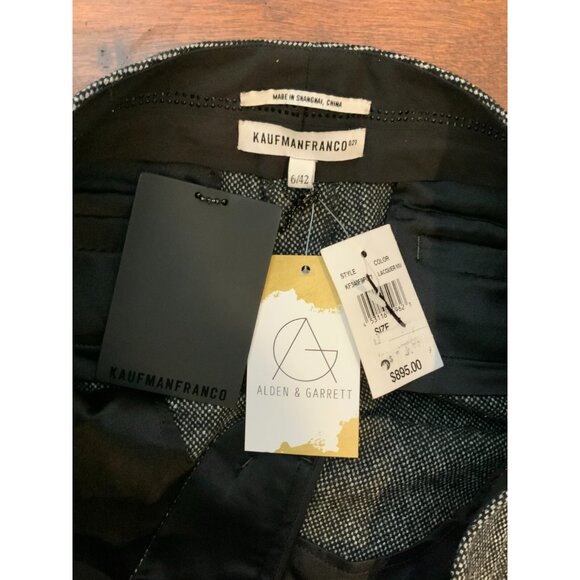KAUFMANFRANCO Gray Black Onyx Wool Straight Leg Dress Pants NWT $895 Size 6 - Picture 4 of 5